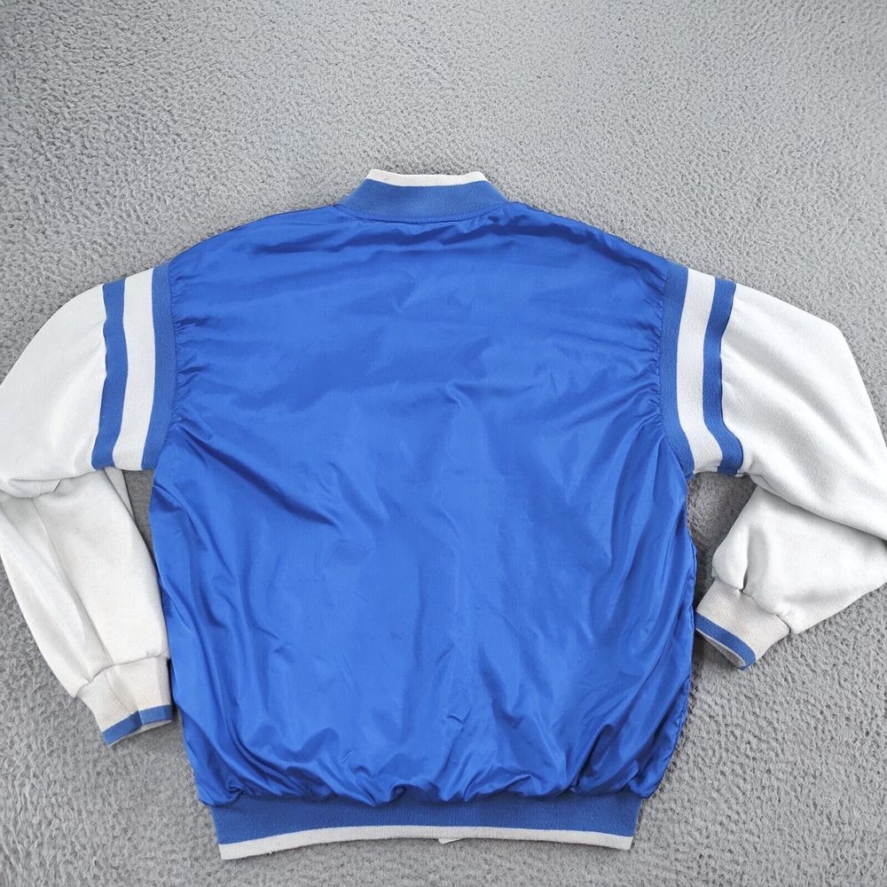 Vintage Adidas Reversible Jacket Mens Large Blue Gray Trefoil Spellout Snap Up - Picture 4 of 16